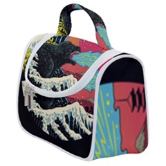 Retro Wave Kaiju Godzilla Japanese Pop Art Style Satchel Handbag by Modalart