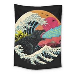 Retro Wave Kaiju Godzilla Japanese Pop Art Style Medium Tapestry by Modalart