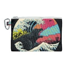 Retro Wave Kaiju Godzilla Japanese Pop Art Style Canvas Cosmetic Bag (large) by Modalart