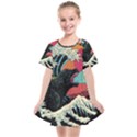 Retro Wave Kaiju Godzilla Japanese Pop Art Style Kids  Smock Dress View1