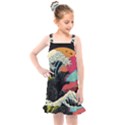 Retro Wave Kaiju Godzilla Japanese Pop Art Style Kids  Overall Dress View1