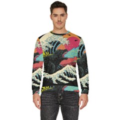 Retro Wave Kaiju Godzilla Japanese Pop Art Style Men s Fleece Sweatshirt