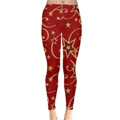 Christmas Texture Pattern Red Craciun Everyday Leggings  by Sarkoni