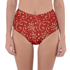 Christmas Texture Pattern Red Craciun Reversible High-waist Bikini Bottoms