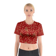 Christmas Texture Pattern Red Craciun Cotton Crop Top by Sarkoni