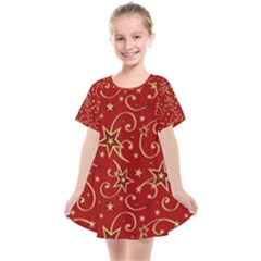 Christmas Texture Pattern Red Craciun Kids  Smock Dress by Sarkoni