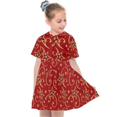 Christmas Texture Pattern Red Craciun Kids  Sailor Dress by Sarkoni