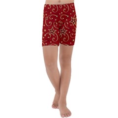 Christmas Texture Pattern Red Craciun Kids  Lightweight Velour Capri Yoga Leggings by Sarkoni