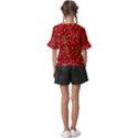 Christmas Texture Pattern Red Craciun Kids  V-Neck Horn Sleeve Blouse View2