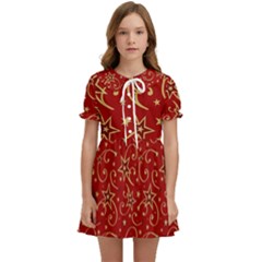 Christmas Texture Pattern Red Craciun Kids  Sweet Collar Dress by Sarkoni