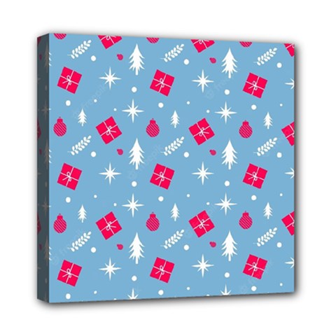 Christmas  Xmas Pattern Vector With Gifts And Pine Tree Icons Mini Canvas 8  x 8  (Stretched)