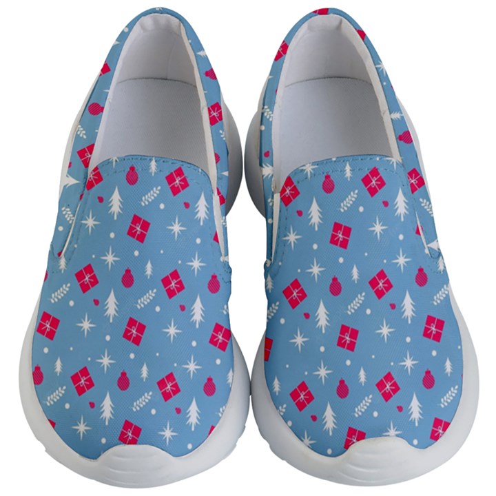 Christmas  Xmas Pattern Vector With Gifts And Pine Tree Icons Kids Lightweight Slip Ons