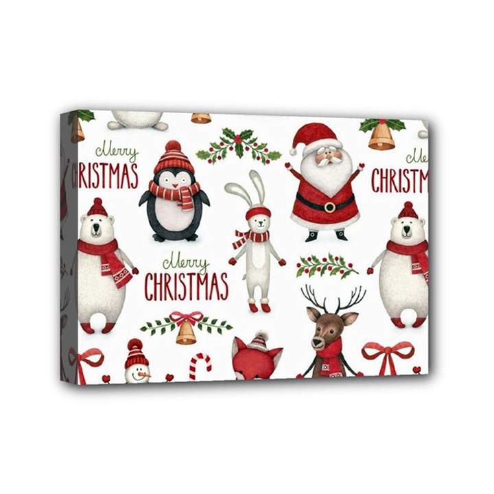 Christmas Characters Pattern Mini Canvas 7  x 5  (Stretched)