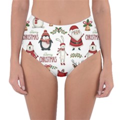 Christmas Characters Pattern Reversible High-waist Bikini Bottoms