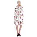 Christmas Characters Pattern Long Sleeve Velvet Front Wrap Dress View2