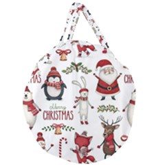 Christmas Characters Pattern Giant Round Zipper Tote by Sarkoni