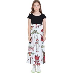 Christmas Characters Pattern Kids  Flared Maxi Skirt by Sarkoni