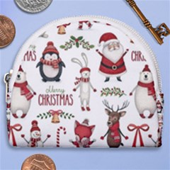 Christmas Characters Pattern Horseshoe Style Canvas Pouch by Sarkoni