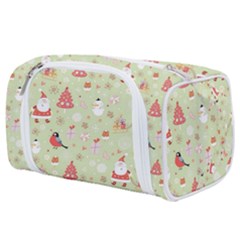 Christmas Pattern Christmas Tree Santa Toiletries Pouch by Sarkoni