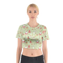 Christmas Pattern Christmas Tree Santa Cotton Crop Top by Sarkoni