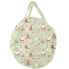 Christmas Pattern Christmas Tree Santa Giant Round Zipper Tote by Sarkoni