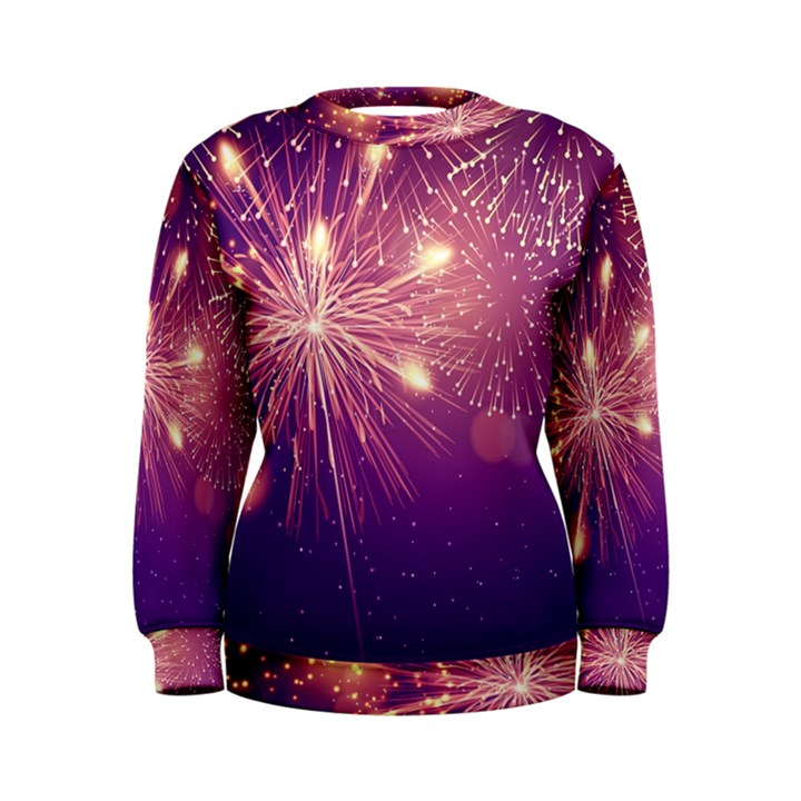 Fireworks On A Purple With Fireworks New Year Christmas Pattern Women s Sweatshirt