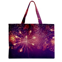 Fireworks On A Purple With Fireworks New Year Christmas Pattern Zipper Mini Tote Bag by Sarkoni