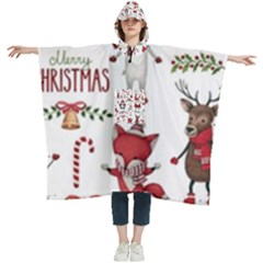 Christmas Characters Pattern Women s Hooded Rain Ponchos by Sarkoni