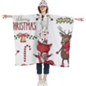 Christmas Characters Pattern Women s Hooded Rain Ponchos View1