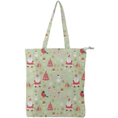 Christmas Pattern Christmas Tree Santa Double Zip Up Tote Bag by Sarkoni