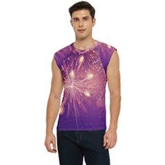 Fireworks On A Purple With Fireworks New Year Christmas Pattern Men s Raglan Cap Sleeve T-shirt by Sarkoni