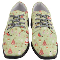 Christmas Pattern Christmas Tree Santa Women Heeled Oxford Shoes by Sarkoni