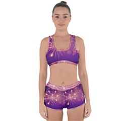 Fireworks On A Purple With Fireworks New Year Christmas Pattern Racerback Boyleg Bikini Set by Sarkoni