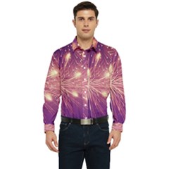 Fireworks On A Purple With Fireworks New Year Christmas Pattern Men s Long Sleeve  Shirt by Sarkoni