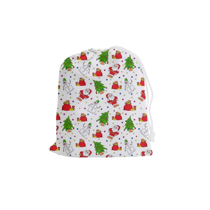 Christmas Santa Pattern Tree Drawstring Pouch (Medium)