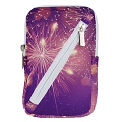 Fireworks On A Purple With Fireworks New Year Christmas Pattern Belt Pouch Bag (small) by Sarkoni