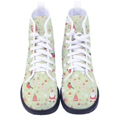 Christmas Pattern Christmas Tree Santa Women s High-top Canvas Sneakers by Sarkoni