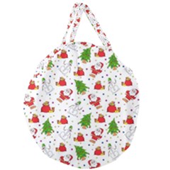 Christmas Santa Pattern Tree Giant Round Zipper Tote by Sarkoni