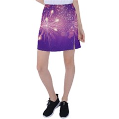 Fireworks On A Purple With Fireworks New Year Christmas Pattern Tennis Skirt by Sarkoni