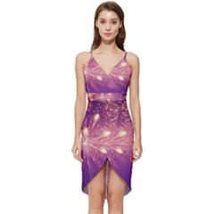 Fireworks On A Purple With Fireworks New Year Christmas Pattern Wrap Frill Dress by Sarkoni