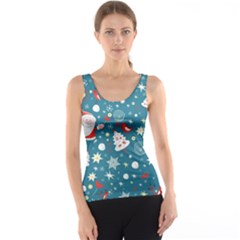 Christmas Pattern Santa Blue Women s Basic Tank Top by Sarkoni