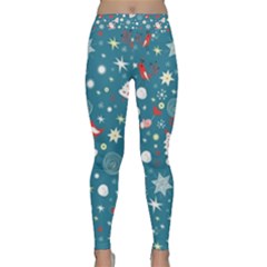 Christmas Pattern Santa Blue Classic Yoga Leggings by Sarkoni