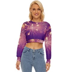 Fireworks On A Purple With Fireworks New Year Christmas Pattern Lightweight Long Sleeve Sweatshirt by Sarkoni