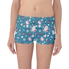 Christmas Pattern Santa Blue Boyleg Bikini Bottoms by Sarkoni