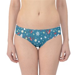 Christmas Pattern Santa Blue Hipster Bikini Bottoms by Sarkoni