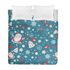 Christmas Pattern Santa Blue Duvet Cover Double Side (full/ Double Size) by Sarkoni