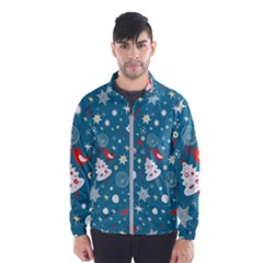 Christmas Pattern Santa Blue Men s Windbreaker by Sarkoni