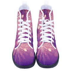 Fireworks On A Purple With Fireworks New Year Christmas Pattern Women s High-top Canvas Sneakers by Sarkoni