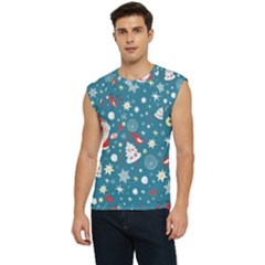 Christmas Pattern Santa Blue Men s Raglan Cap Sleeve T-shirt by Sarkoni