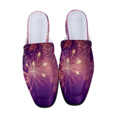 Fireworks On A Purple With Fireworks New Year Christmas Pattern Women s Classic Backless Heels by Sarkoni